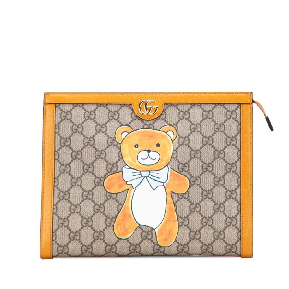 GUCCI Authentic Cream Leather Clutch Bag